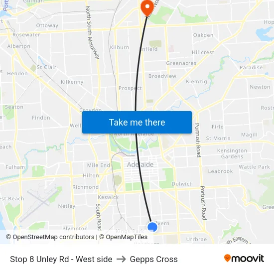 Stop 8 Unley Rd - West side to Gepps Cross map