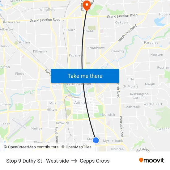 Stop 9 Duthy St - West side to Gepps Cross map