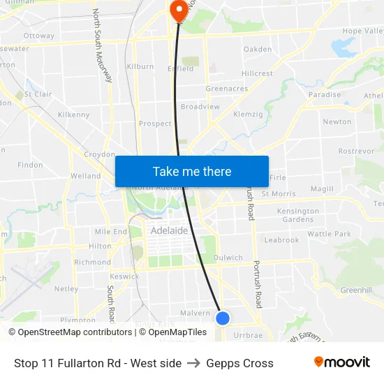 Stop 11 Fullarton Rd - West side to Gepps Cross map