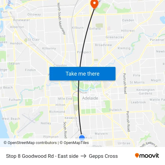 Stop 8 Goodwood Rd - East side to Gepps Cross map