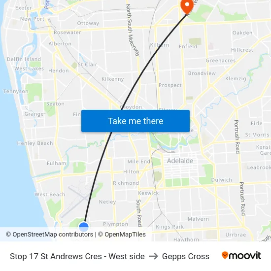 Stop 17 St Andrews Cres - West side to Gepps Cross map