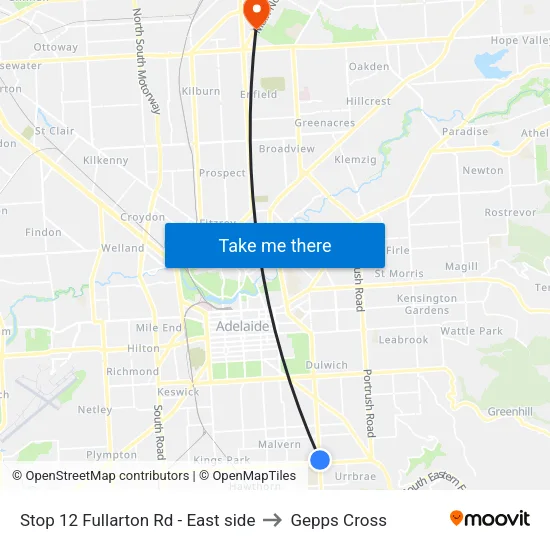 Stop 12 Fullarton Rd - East side to Gepps Cross map