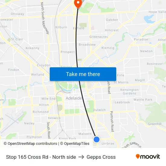 Stop 165 Cross Rd - North side to Gepps Cross map