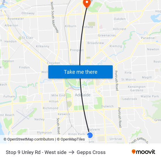 Stop 9 Unley Rd - West side to Gepps Cross map