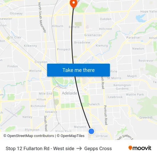 Stop 12 Fullarton Rd - West side to Gepps Cross map