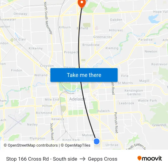 Stop 166 Cross Rd - South side to Gepps Cross map