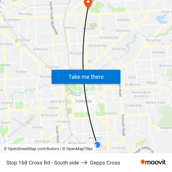 Stop 168 Cross Rd - South side to Gepps Cross map
