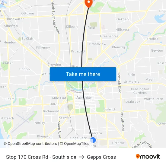 Stop 170 Cross Rd - South side to Gepps Cross map