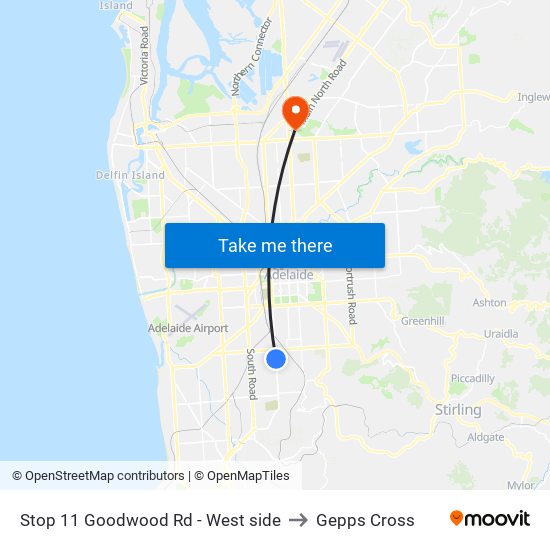 Stop 11 Goodwood Rd - West side to Gepps Cross map