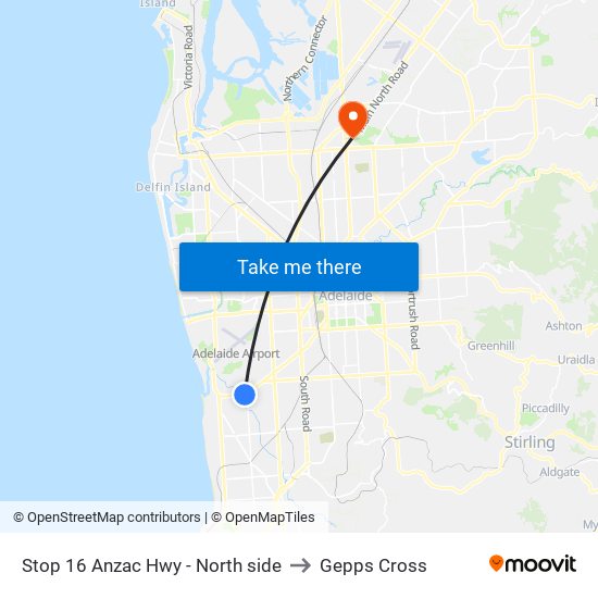 Stop 16 Anzac Hwy - North side to Gepps Cross map