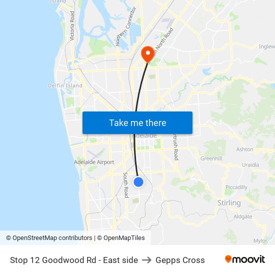 Stop 12 Goodwood Rd - East side to Gepps Cross map