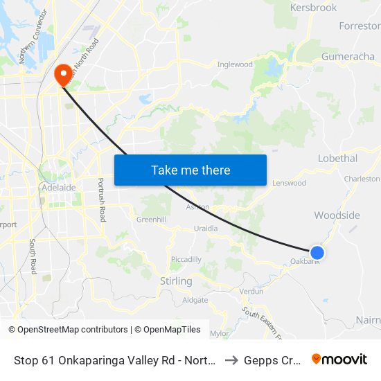 Stop 61 Onkaparinga Valley Rd - North side to Gepps Cross map