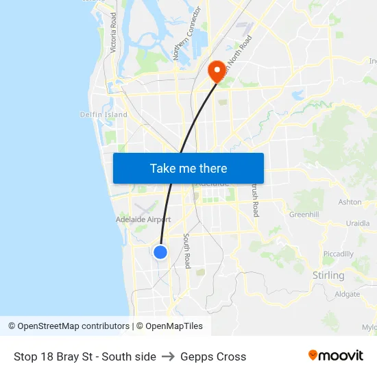 Stop 18 Bray St - South side to Gepps Cross map