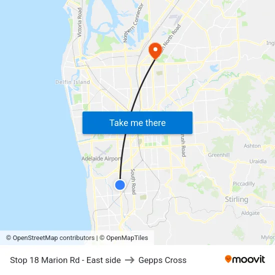 Stop 18 Marion Rd - East side to Gepps Cross map