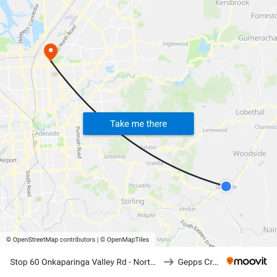 Stop 60 Onkaparinga Valley Rd - North side to Gepps Cross map