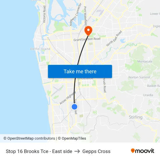 Stop 16 Brooks Tce - East side to Gepps Cross map
