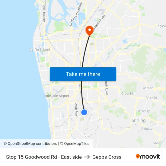 Stop 15 Goodwood Rd - East side to Gepps Cross map