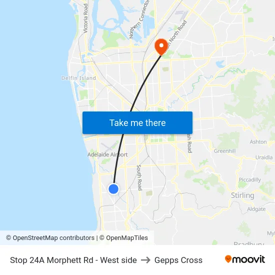 Stop 24A Morphett Rd - West side to Gepps Cross map