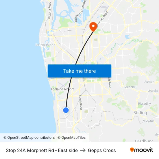 Stop 24A Morphett Rd - East side to Gepps Cross map