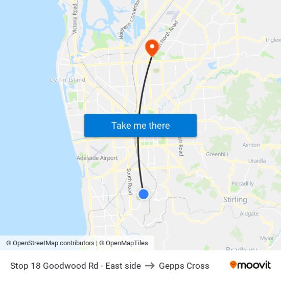 Stop 18 Goodwood Rd - East side to Gepps Cross map