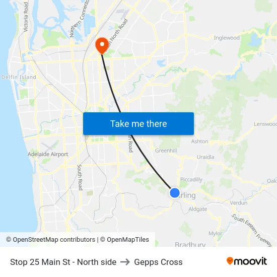 Stop 25 Main St - North side to Gepps Cross map