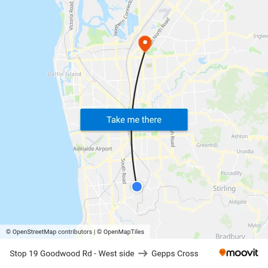 Stop 19 Goodwood Rd - West side to Gepps Cross map