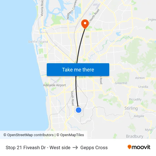 Stop 21 Fiveash Dr - West side to Gepps Cross map