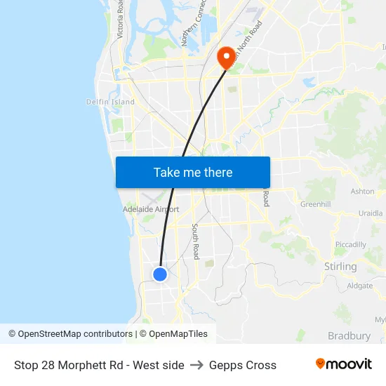 Stop 28 Morphett Rd - West side to Gepps Cross map
