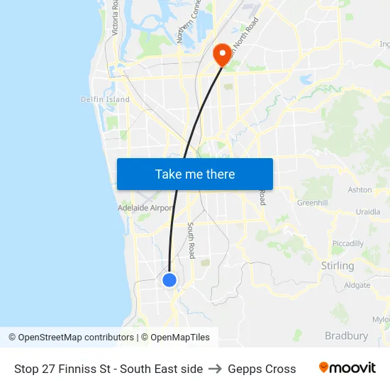 Stop 27 Finniss St - South East side to Gepps Cross map