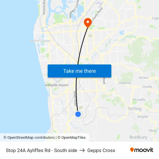 Stop 24A Ayliffes Rd - South side to Gepps Cross map