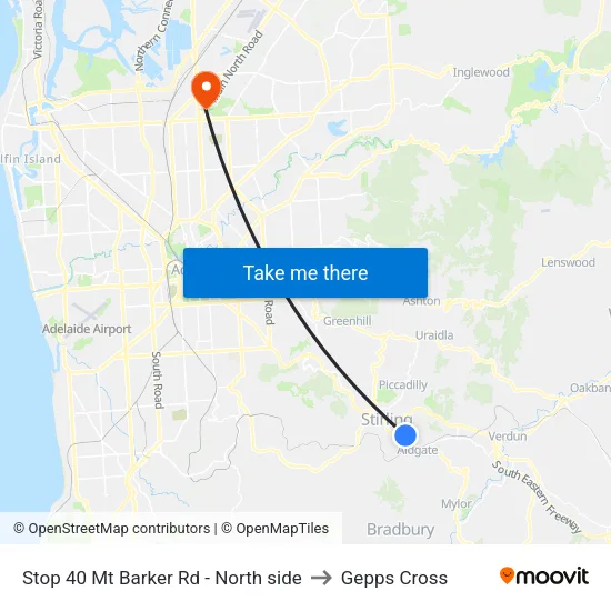 Stop 40 Mt Barker Rd - North side to Gepps Cross map
