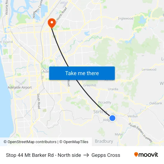 Stop 44 Mt Barker Rd - North side to Gepps Cross map