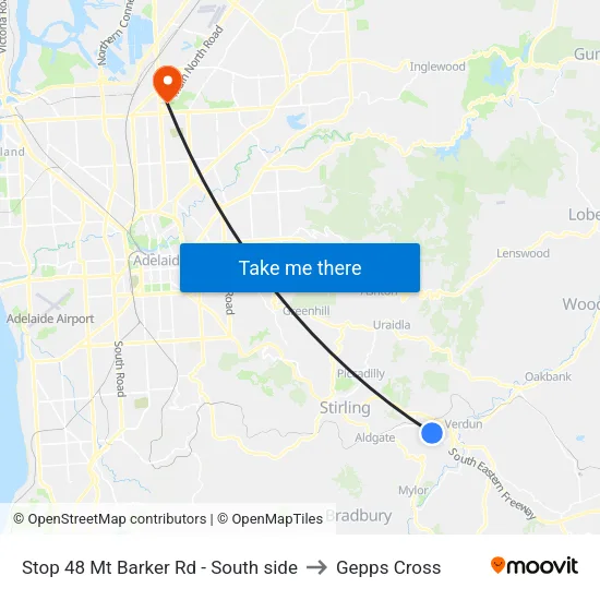 Stop 48 Mt Barker Rd - South side to Gepps Cross map