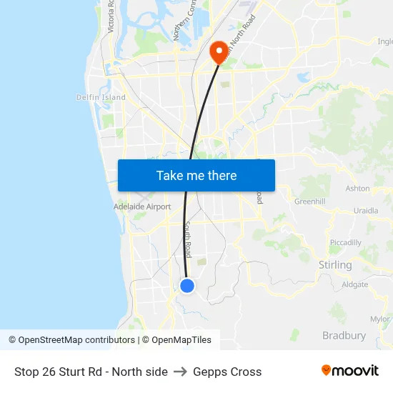 Stop 26 Sturt Rd - North side to Gepps Cross map