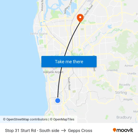 Stop 31 Sturt Rd - South side to Gepps Cross map