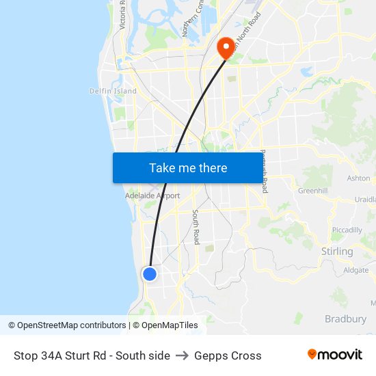 Stop 34A Sturt Rd - South side to Gepps Cross map