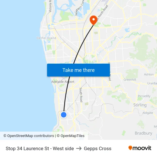 Stop 34 Laurence St - West side to Gepps Cross map