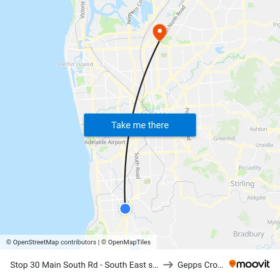 Stop 30 Main South Rd - South East side to Gepps Cross map