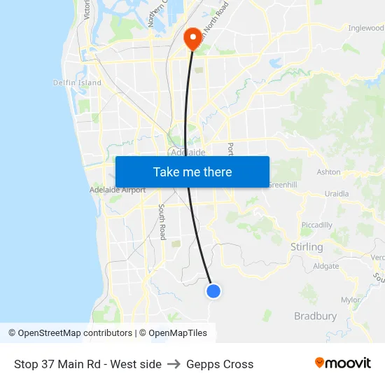 Stop 37 Main Rd - West side to Gepps Cross map