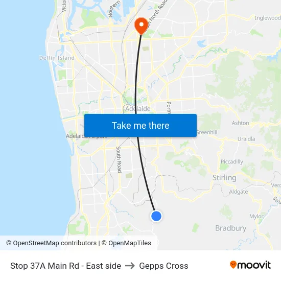 Stop 37A Main Rd - East side to Gepps Cross map