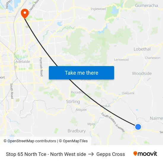 Stop 65 North Tce - North West side to Gepps Cross map