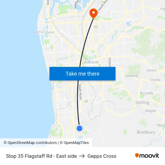 Stop 35 Flagstaff Rd - East side to Gepps Cross map