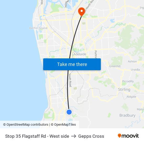 Stop 35 Flagstaff Rd - West side to Gepps Cross map