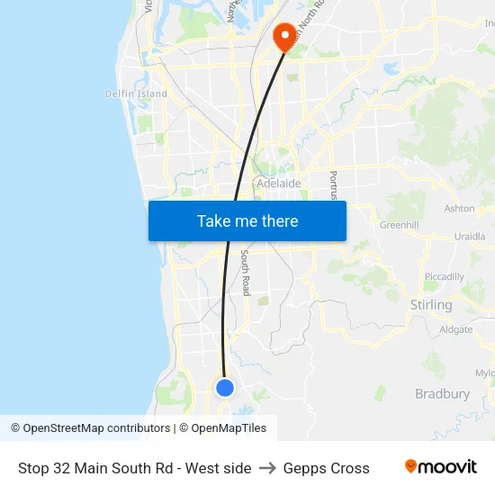 Stop 32 Main South Rd - West side to Gepps Cross map