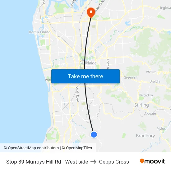 Stop 39 Murrays Hill Rd - West side to Gepps Cross map