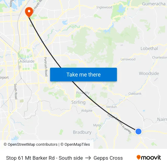 Stop 61 Mt Barker Rd - South side to Gepps Cross map