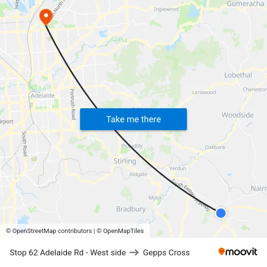 Stop 62 Adelaide Rd - West side to Gepps Cross map
