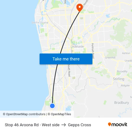 Stop 46 Aroona Rd - West side to Gepps Cross map