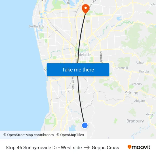Stop 46 Sunnymeade Dr - West side to Gepps Cross map