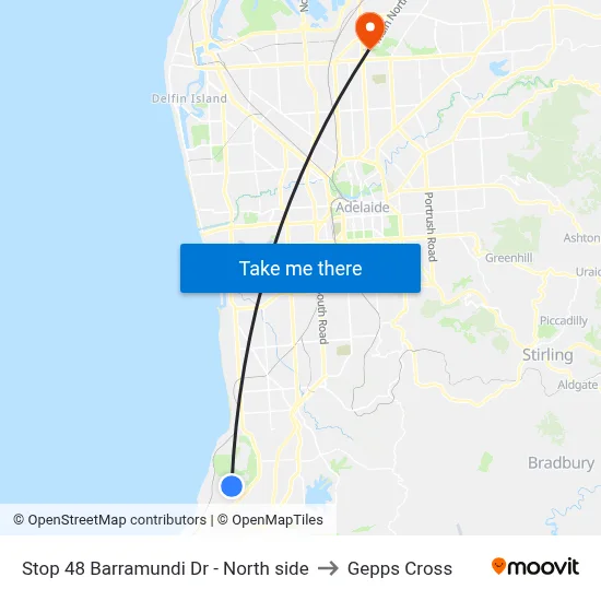 Stop 48 Barramundi Dr - North side to Gepps Cross map